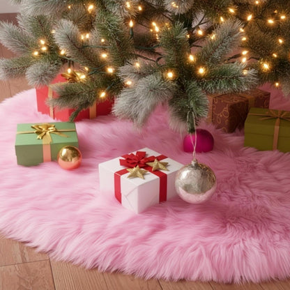 CHICHIC 60 inch Christmas Tree Skirt Faux Fur Xmas Tree Skirt Christmas Decorations Holiday Tree Ornaments Tree Decoration for Christmas Home Decorations, Xmas Party Holiday Decorations, Snow White