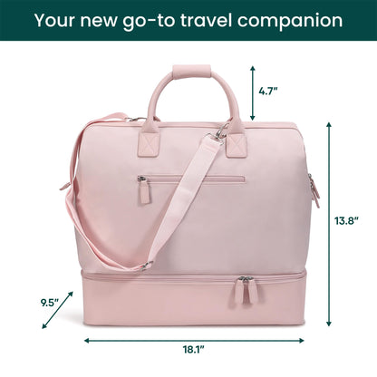 Nobl Travel Weekender Bag for Women & Men, Large Carry-On Duffel, Hot Pink