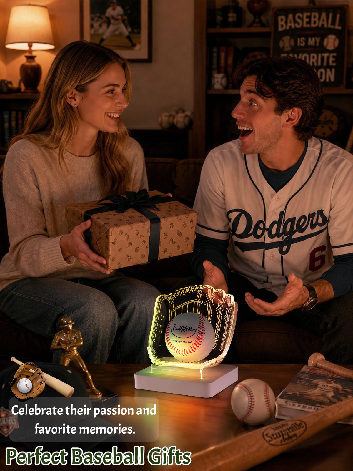 CoolGift Mart Light Up Baseball Glove Display Stand