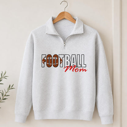 NAZENTI Personalized Sports Mom Quarter Zip Sweatshirt, Football Volleyball Soccer Mom Pullover, Gifts For Mama Grandma