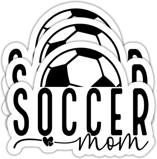 (3PCS) Soccer Mom Sticker - Waterproof Vinyl Decal for Books, Laptops, Tumblers, Water Bottles, Scrapbooks - Sport Stickers Gift for Mom, Mama - 3 x 2.3 Inch.