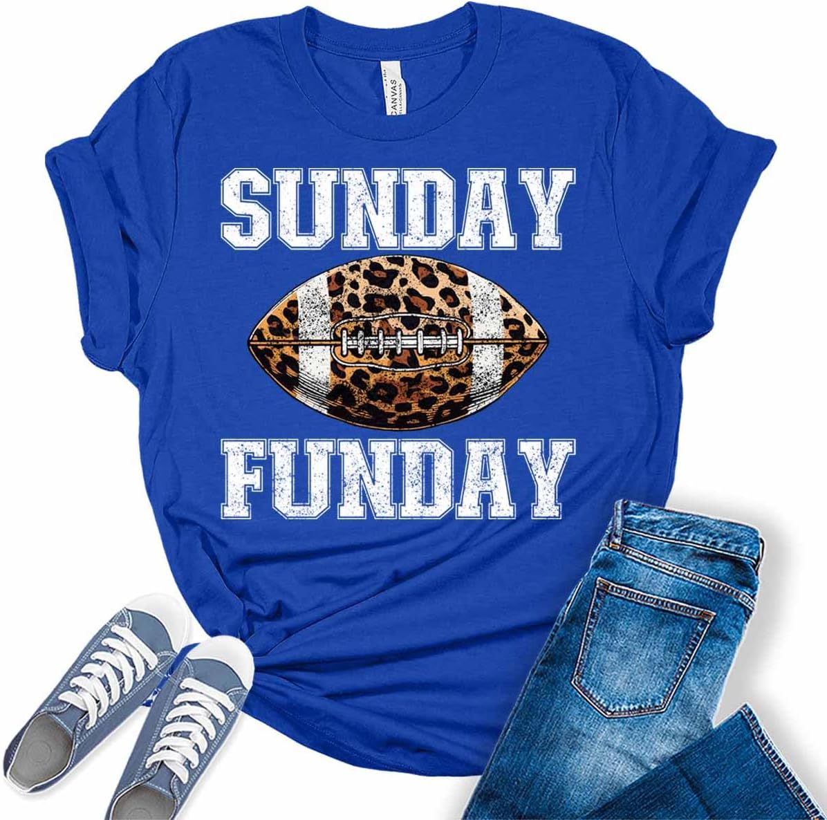 Football Shirts for Women Touchdown Season Tshirt Cute Leopard Bleach Print Fall Graphic Tees