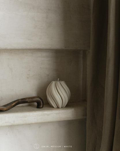 LAWA Swirl Candle - Beautiful Handmade Pillar Soy Wax Twirl Elegant Bubble Aesthetic Candle Housewarming Gift Home Room Shelf Decor Idea Spiral White Large