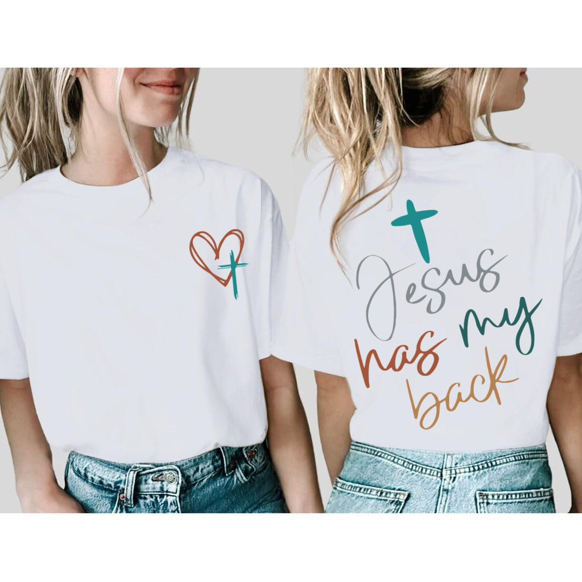 Tuislay Christian Shirts for Women Jesus Has My Back