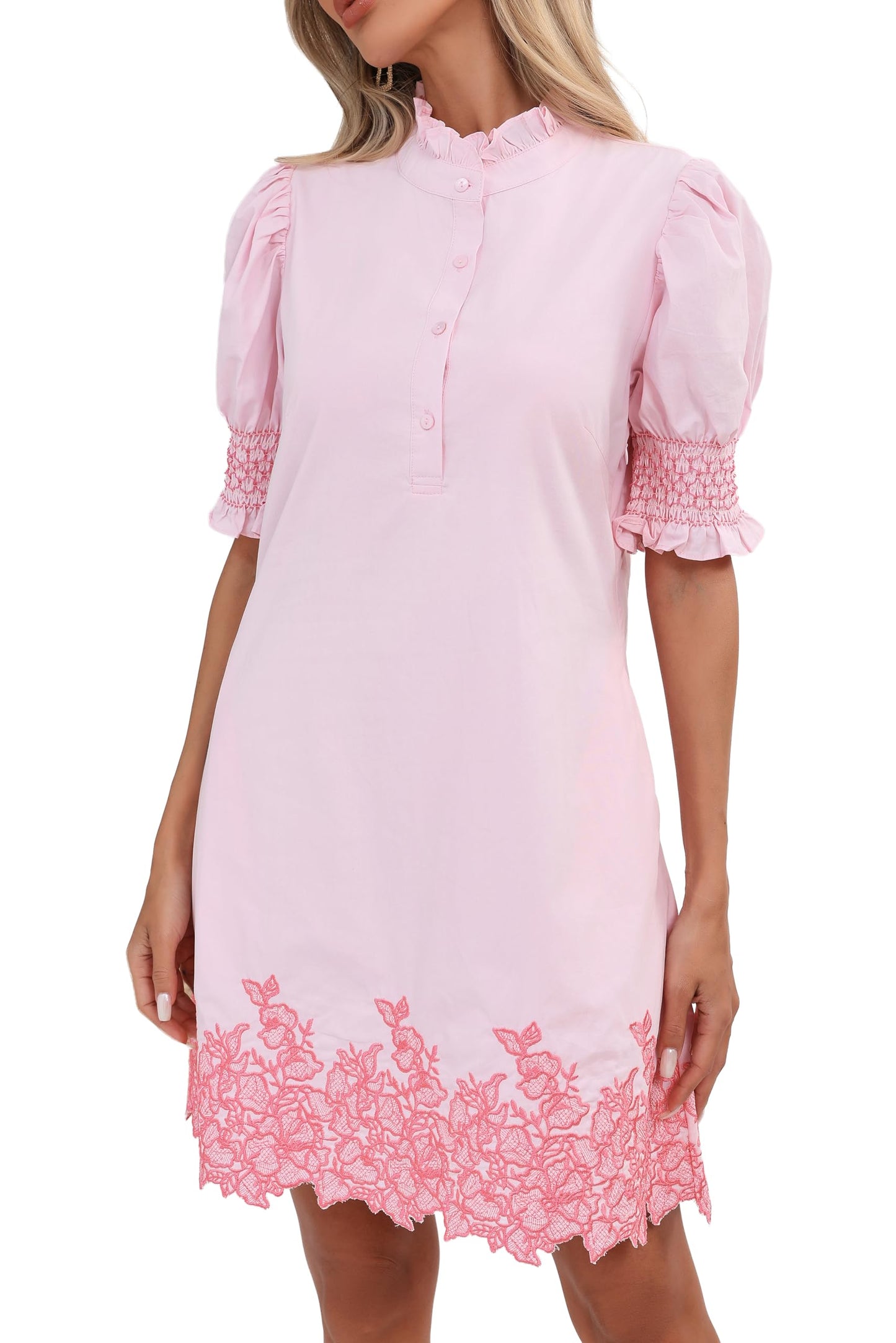YEXPINE Women's Summer Embroidered Mini Dress