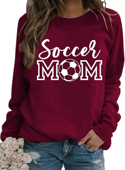 Womens Soccer Mom Sweatshirt Soccer Graphic Shirts Football Outfits