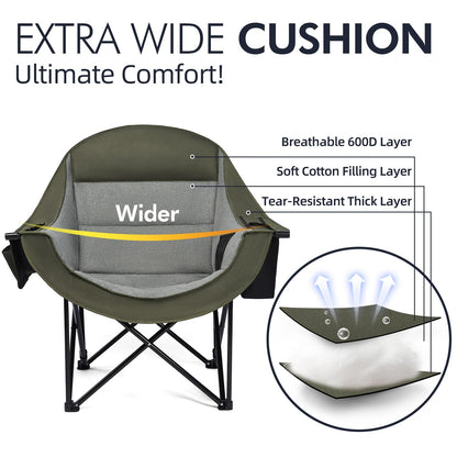 Oversized Camping Chairs for Adults - Heavy Duty Padded Outdoor Camp Chair