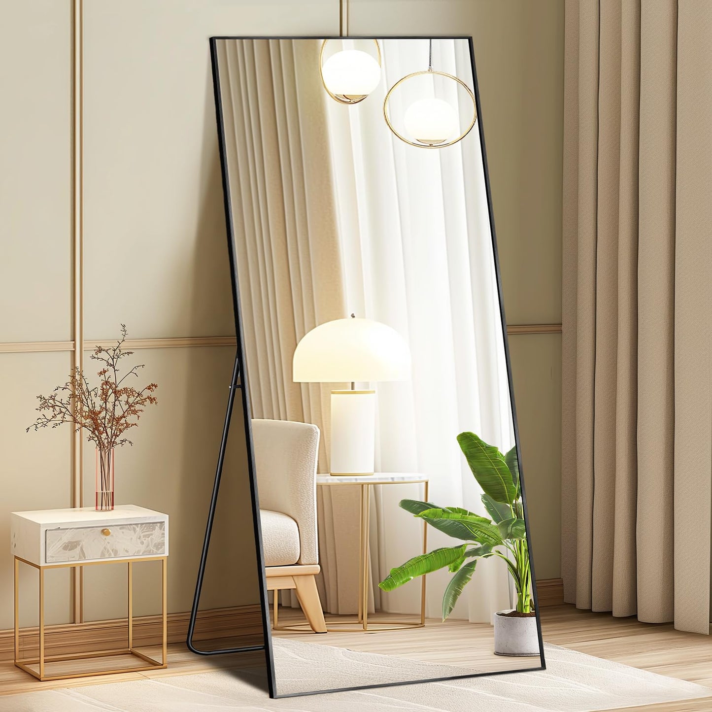 DUMOS 59"x16" Arched Full Length Mirror with Stand