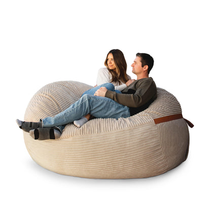 Big Joe Fuf 7Ft Giant Foam Bean Bag Chair, Oversized Couch with Removable Cover for Kids, Teens, Adults, Fog Lenox, Durable Woven Polyester, 7 Foot