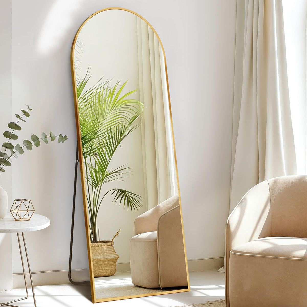 DUMOS 59"x16" Arched Full Length Mirror with Stand