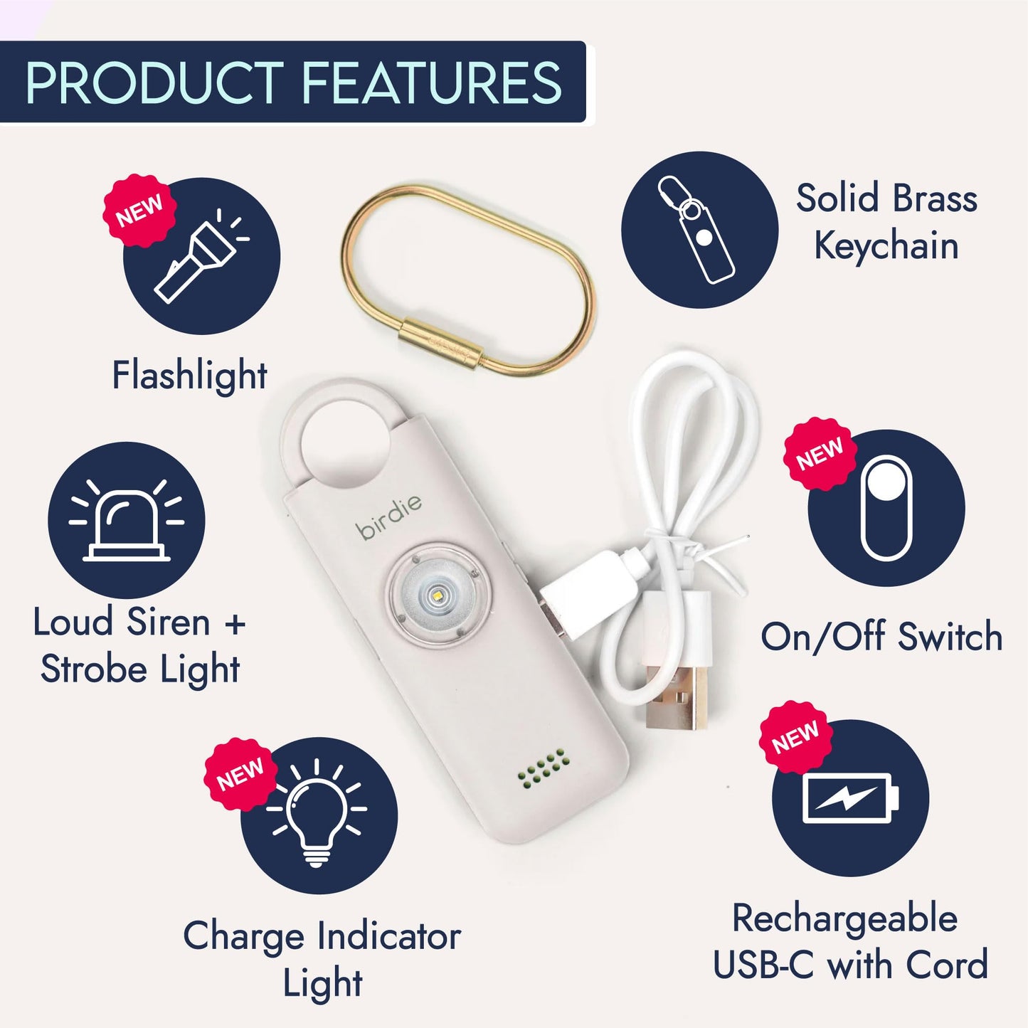 She’s Birdie 3.0 New Version – The Original Personal Safety Alarm for Women by Women–Loud Siren, Flash Light and Rechargeable Battery in a Variety of Colors (Aqua Blue)