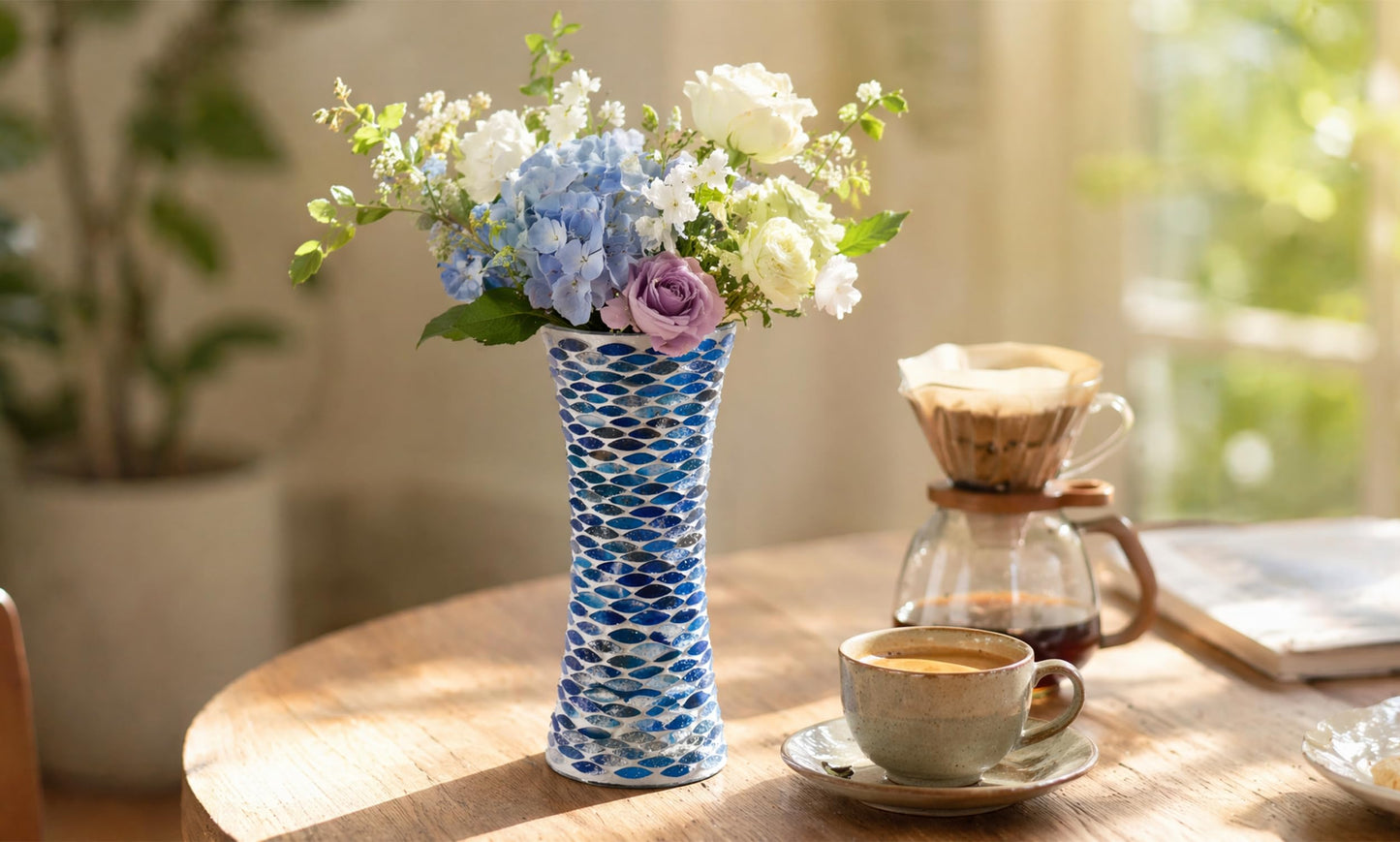 11.6" H Purple Red Mosaic Vase