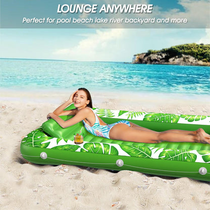Inflatable Tanning Pool Lounger Float - Jasonwell 4 in 1 Sun Tan Tub Sunbathing Pool Lounge Raft Floatie Toys Water Filled Tanning Bed Mat Pad for Adult Blow Up Kiddie Pool Kids Ball Pit Pool (L)