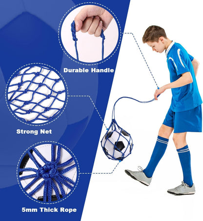 TOBWOLF Football Kick Trainer, Soccer Return Trainer Net Fits Ball Size 3, 4, 5, Hands-Free Soccer Kick Throw Training Aid