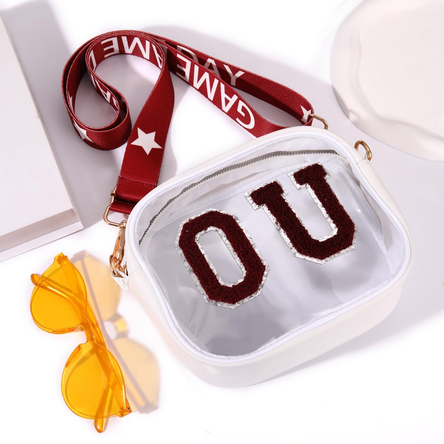Game Day Clear Bag for Women Football Stadium Approved Clear Crossbody Purse Game Day Accessories Outfits