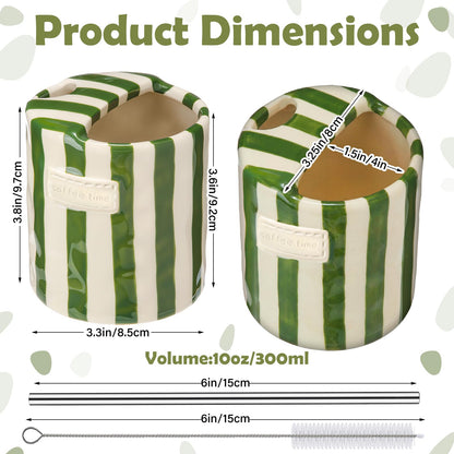 2 Pack Ceramic Mug with Sip Hole,