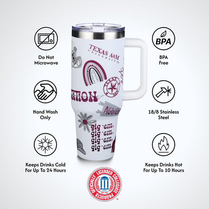 The Memory Company Officially Licensed NCAA - Texas A&M University 40oz Team Spirit Game Day Tumbler