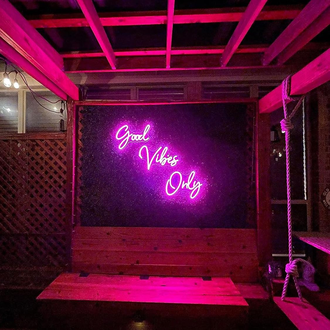 Large Good Vibes Only Neon Signs for Wall Decor -56.57" x 13.5" Pink