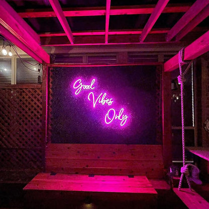 Large Good Vibes Only Neon Signs for Wall Decor -56.57" x 13.5" Pink