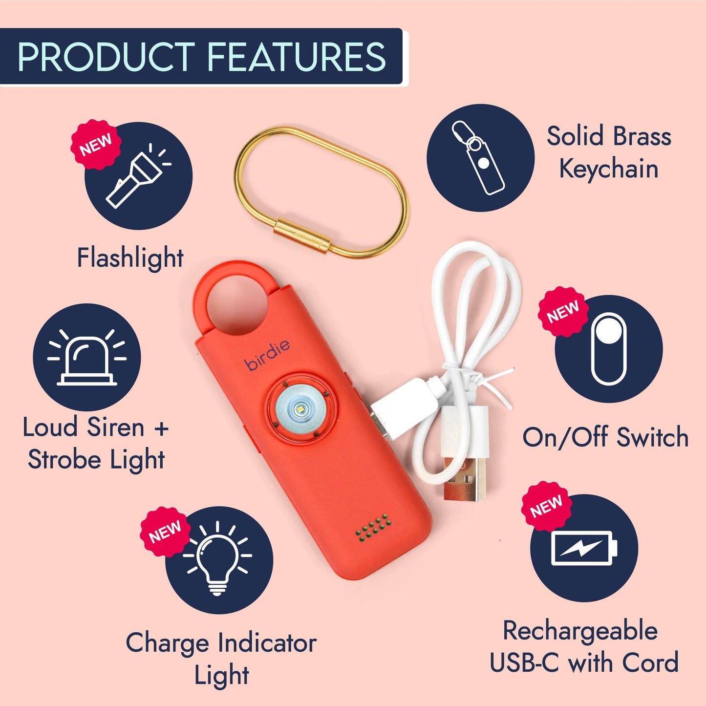 She’s Birdie 3.0 New Version – The Original Personal Safety Alarm for Women by Women–Loud Siren, Flash Light and Rechargeable Battery in a Variety of Colors (Aqua Blue)