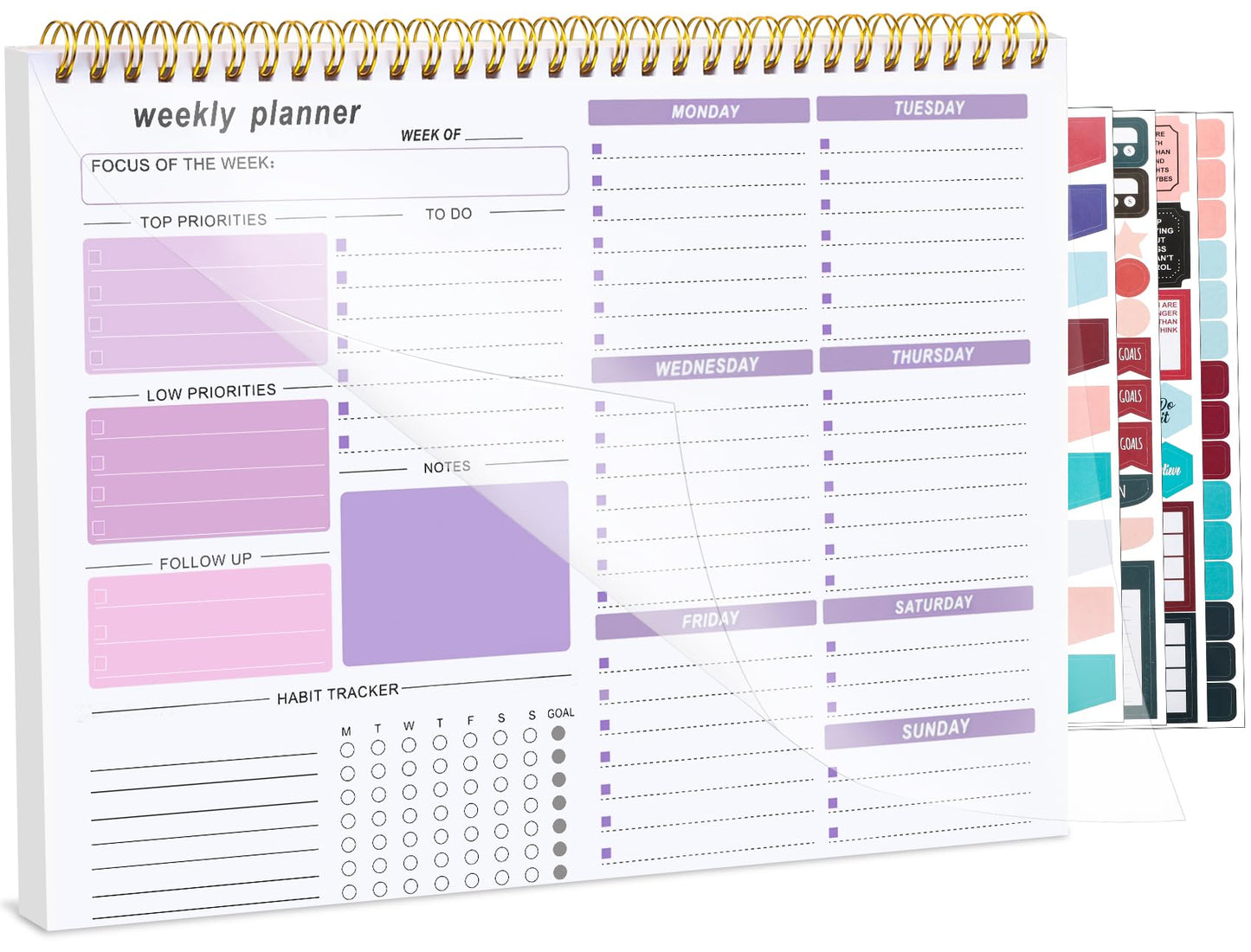 Thboxes Weekly Desk Planner, 8.5x11 In To Do List Notepad, 52 Sheets, Pink | Productivity Organizer, Work from Home Essentials, Undated Tear Off Pages, Office, College, School, Student and Teacher Gifts