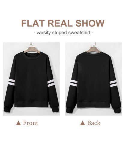 Selink Womens Varsity Striped Oversized Sweatshirt Crewneck Long Sleeve Casual Fashion Pullover Top Fall Outfits