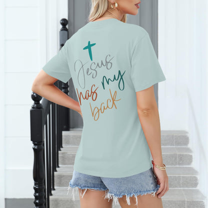 Tuislay Christian Shirts for Women Jesus Has My Back