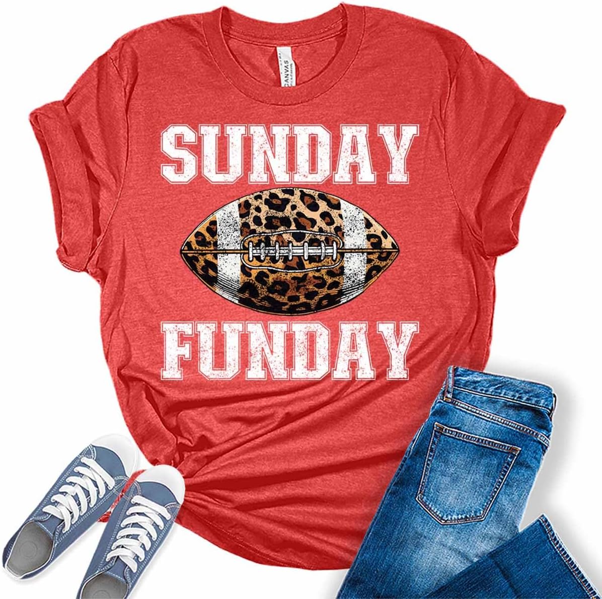 Football Shirts for Women Touchdown Season Tshirt Cute Leopard Bleach Print Fall Graphic Tees