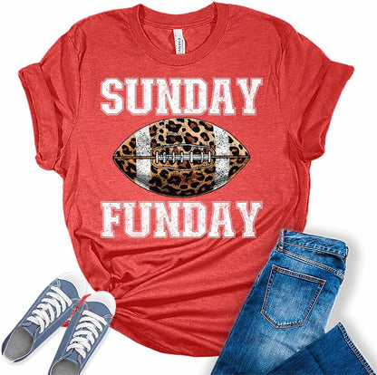 Football Shirts for Women Touchdown Season Tshirt Cute Leopard Bleach Print Fall Graphic Tees