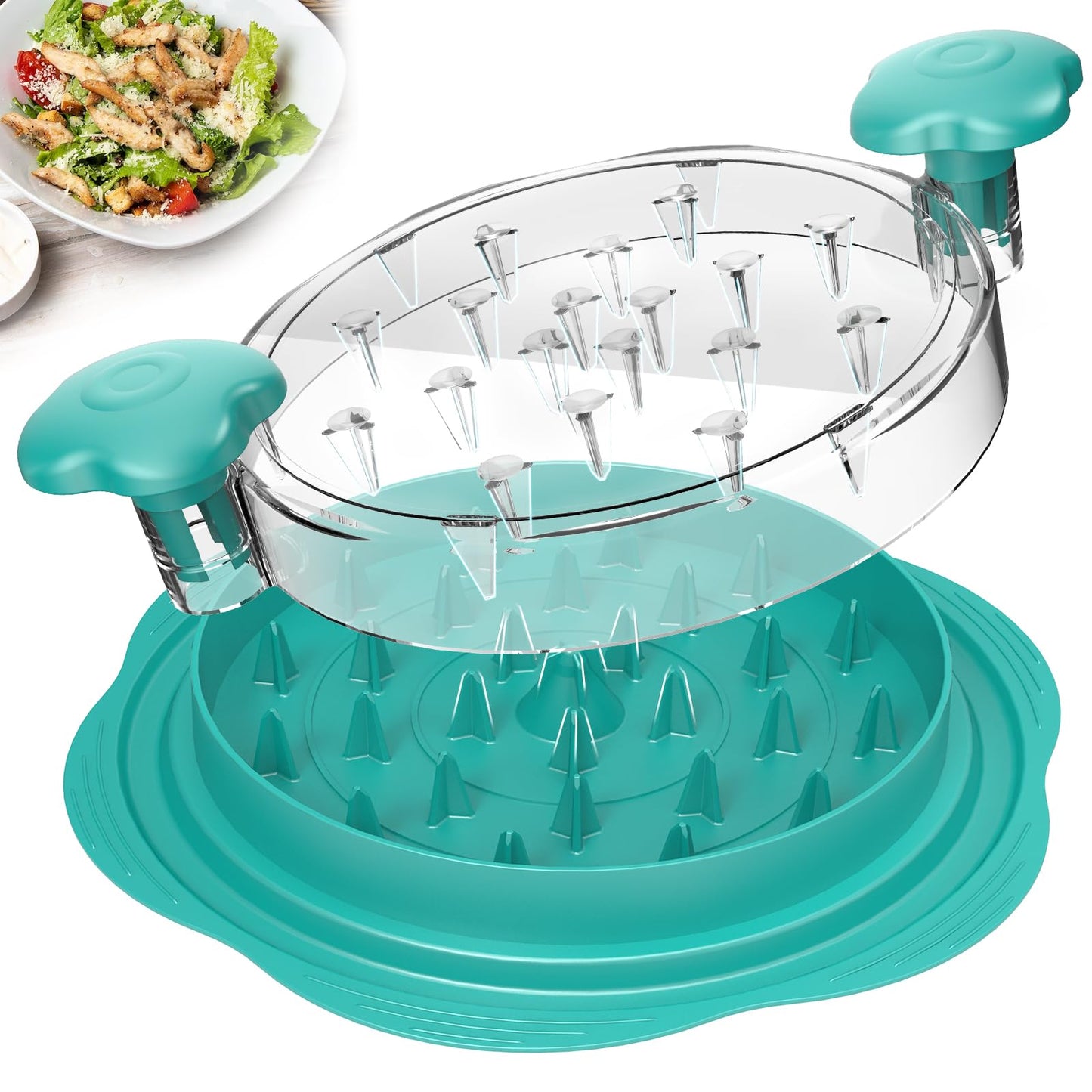 SURETIVIAN Chicken Shredder Tool Twist Large Chicken Breast Shredder with Brush&Fork, Visible Meat Shredder Machine, Anti-Slip Strip, Ergonomic Handle, BPA Free, Pork Beef Chicken(Hot Pink)