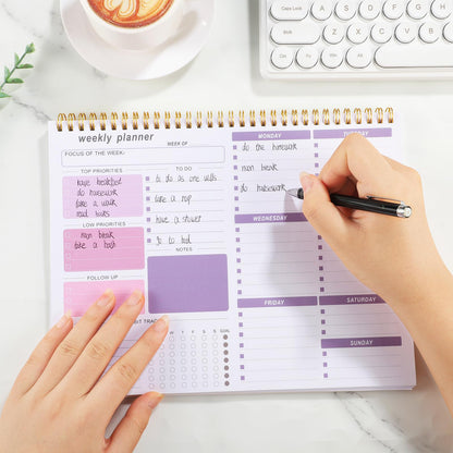 Thboxes Weekly Desk Planner, 8.5x11 In To Do List Notepad, 52 Sheets, Pink | Productivity Organizer, Work from Home Essentials, Undated Tear Off Pages, Office, College, School, Student and Teacher Gifts
