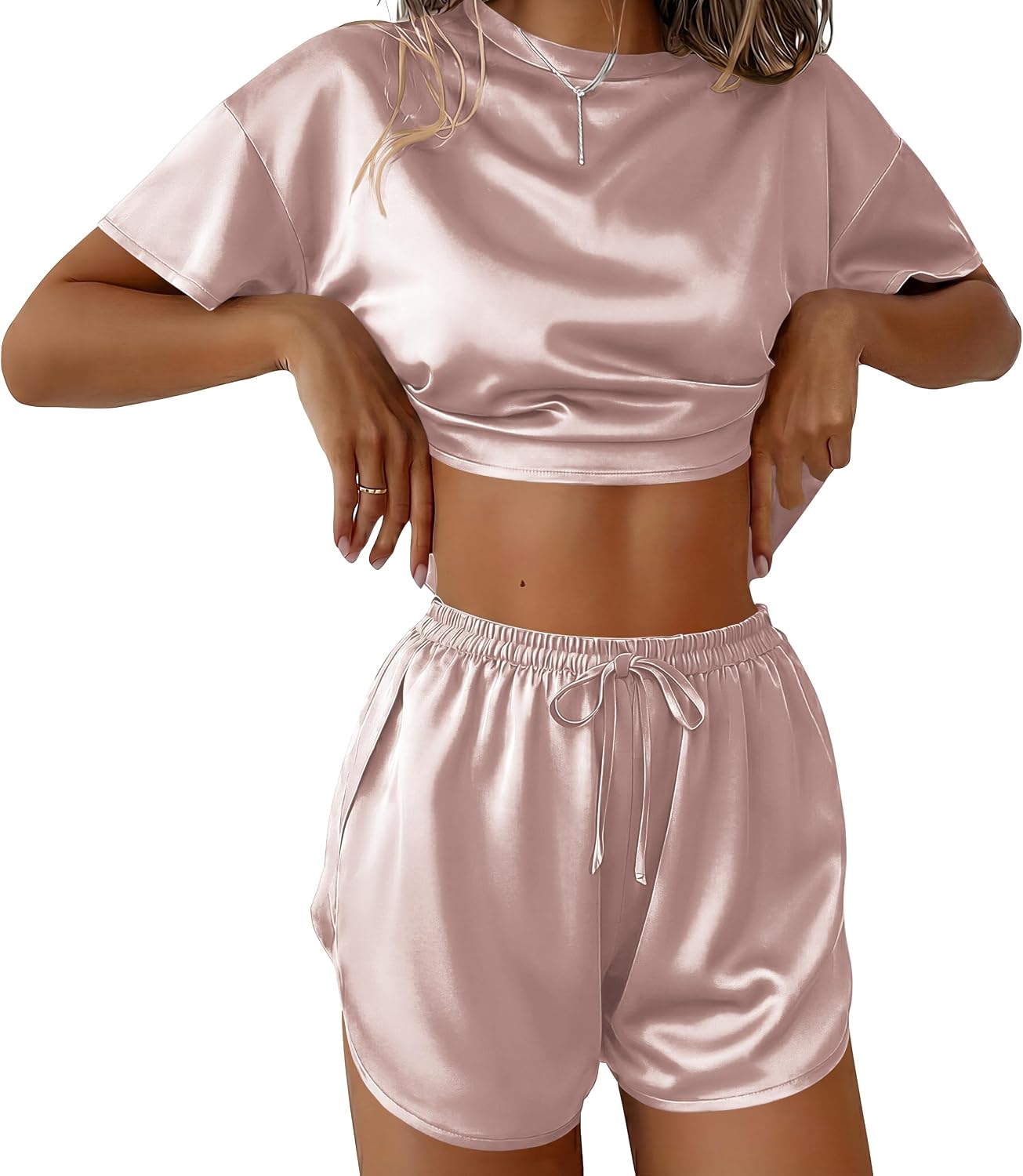 Ekouaer Womens Silk Pajama Set