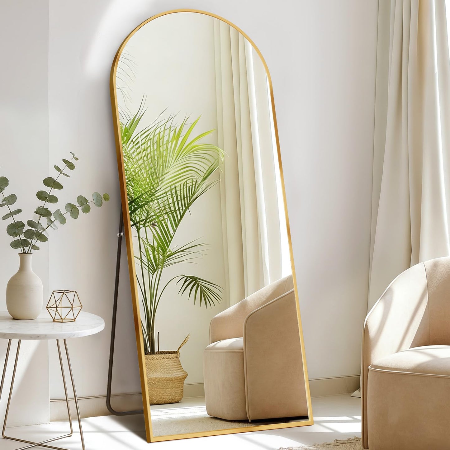 DUMOS 59"x16" Arched Full Length Mirror with Stand