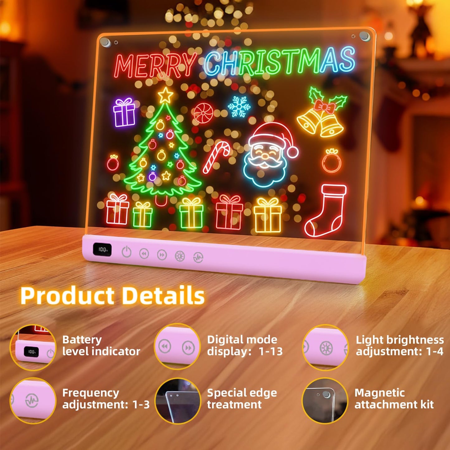 Led Drawing Board with 13 Light Effects, 16" Rechargeable Glow Doodle LED Note Board with Colors, Neon Light Up Drawing Tablet Gifts for Kids for Easter Birthday Christmas Gift Ideas