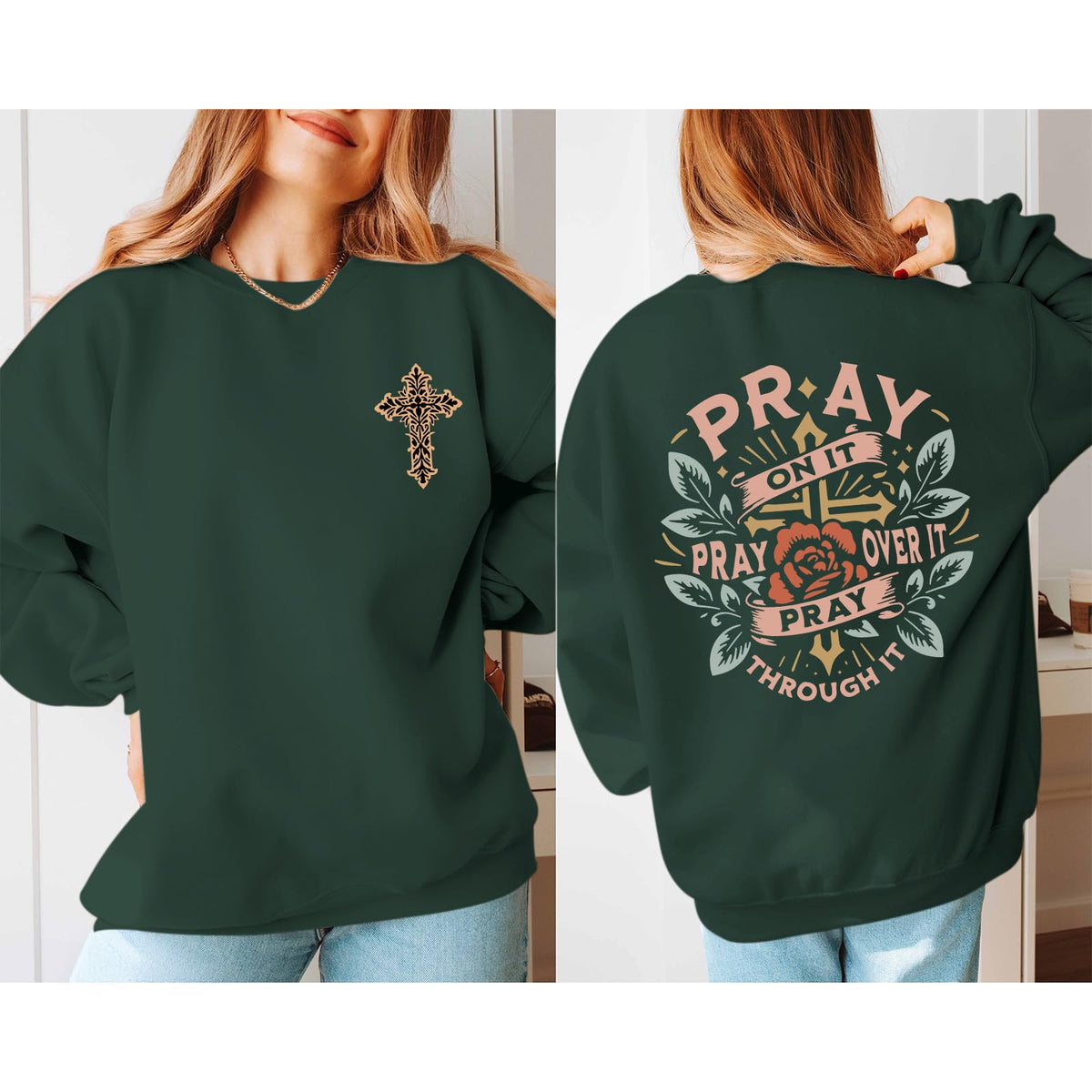 Pairxily Christian Crewneck Sweatshirts for Women Pray Bible Verse