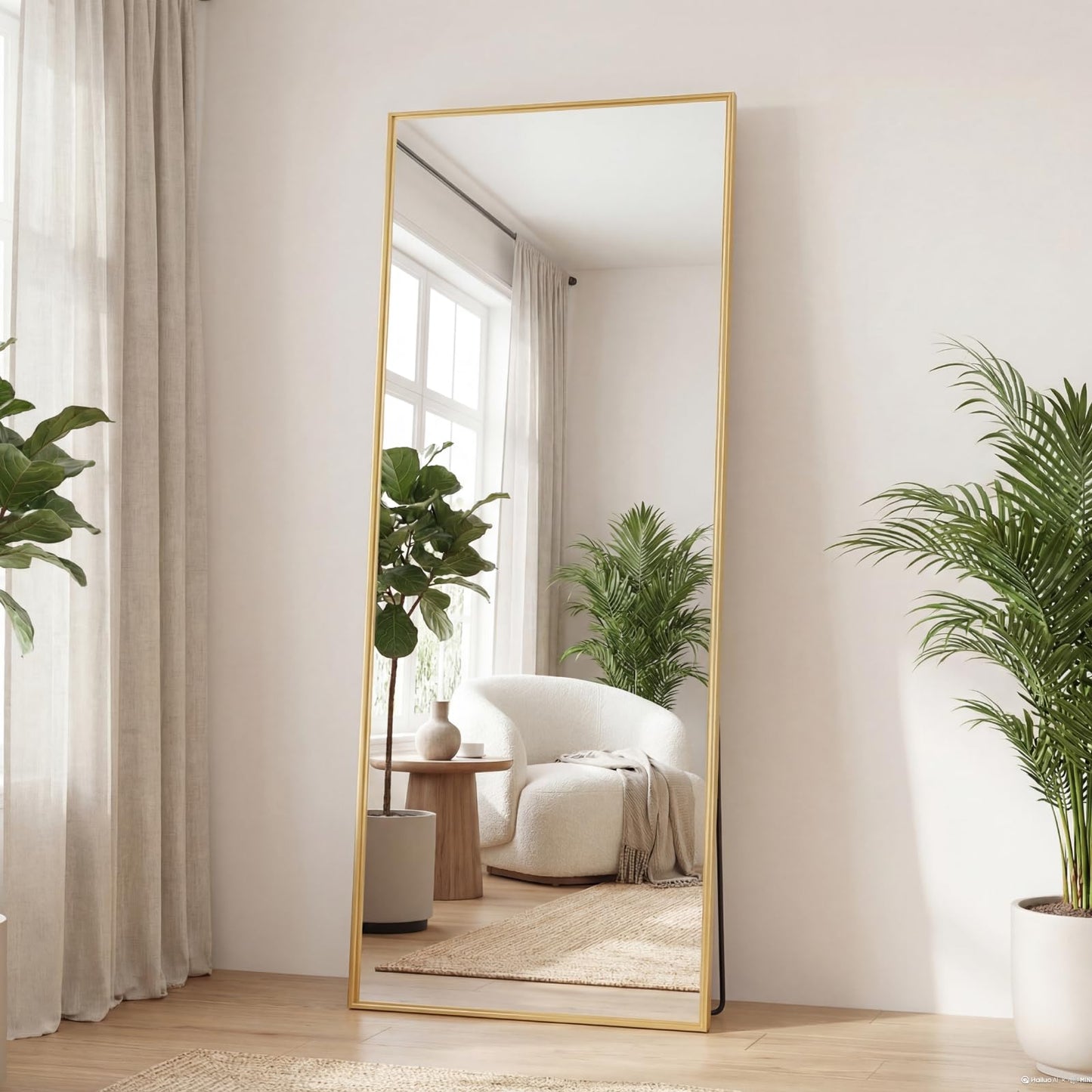 DUMOS 59"x16" Arched Full Length Mirror with Stand