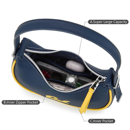 NCAA Crescent Shoulder Bag for Women, Half Moon Clutch Purses for Birthday/Graduation Gifts