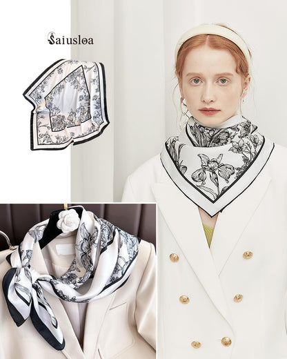 Saiusloa Neck Scarf For Womens Silky Head Scarves Hair Bandanas Square Scarf Fashion Accessories lightweight