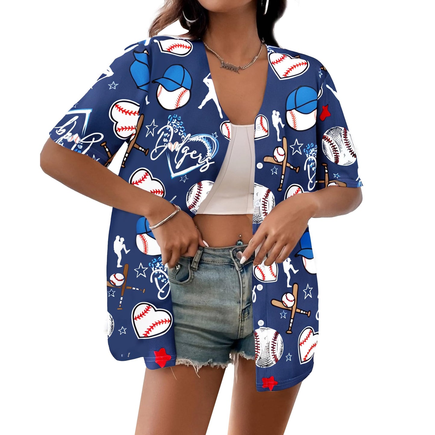 Baseball Shirt Women Baseball Jersey Graphic Button Down Shirt Game Day Short Sleeve Tops