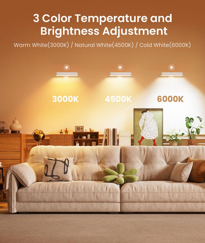 PopoIron Wall Sconce with 7500mAh Rechargeable Battery LED Wall Light for Bedroom with Remote Control, 3 Colors Wireless Wall Lamp 360° Rotation Dimmable Brightness with 15 RGB Colors,Black,1 Pack