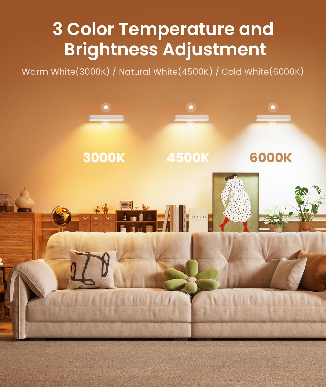 PopoIron Wall Sconce with 7500mAh Rechargeable Battery LED Wall Light for Bedroom with Remote Control, 3 Colors Wireless Wall Lamp 360° Rotation Dimmable Brightness with 15 RGB Colors,Black,1 Pack