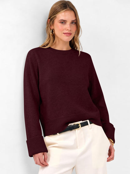 ANRABESS Sweaters for Women Cropped Fall Lightweight Pullover