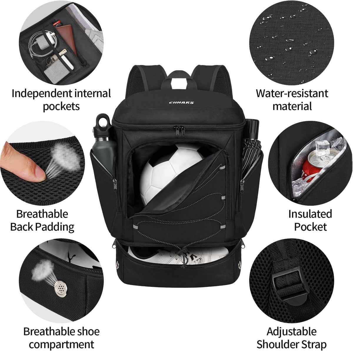 Soccer Backpack,Soccer Bag with Ball Holder and Shoe Compartment