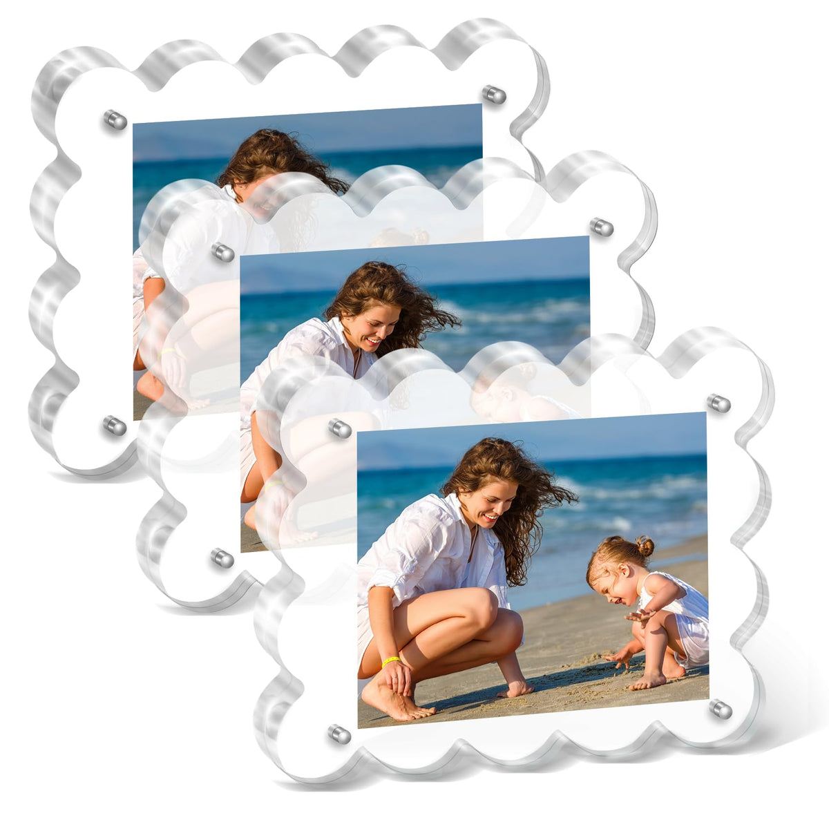 Chivalral 3 Pack 4x6 Acrylic Picture Frame, Double-Sided Tabletop Display