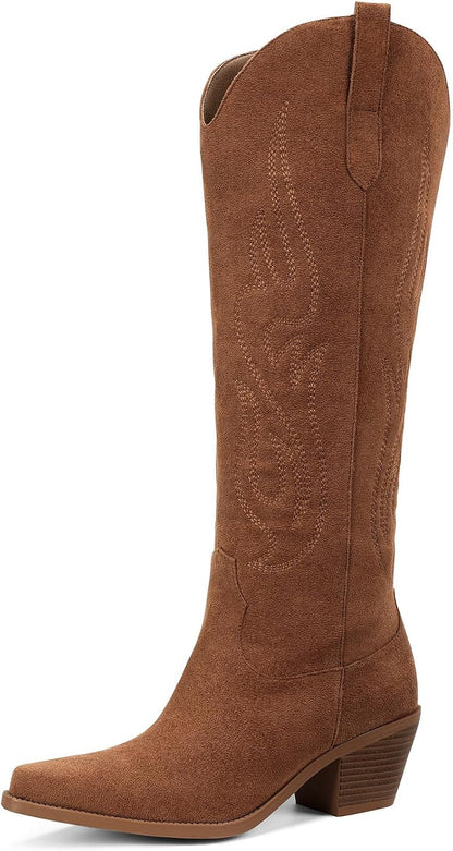 Western Knee High Wide Calf Cowgirl Boots