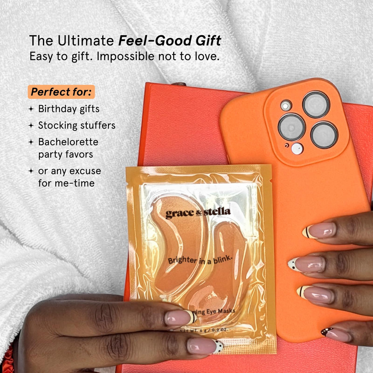 grace & stella New Brightening Eye Patches for Dark Circles (24 Pairs) - Vitamin C Under Eye Patches for Puffiness - Perfect Gifts for Women & Morning Skin Care Routine, Vegan Under Eye Mask
