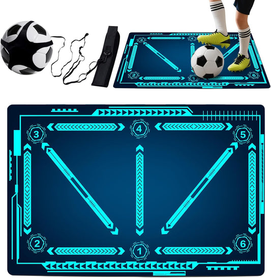 Soccer training mat,Soccer training equipment accessories for All Ages to Improve Speed Strength Agility and Coordination,Anti-Slip/Silent Mat