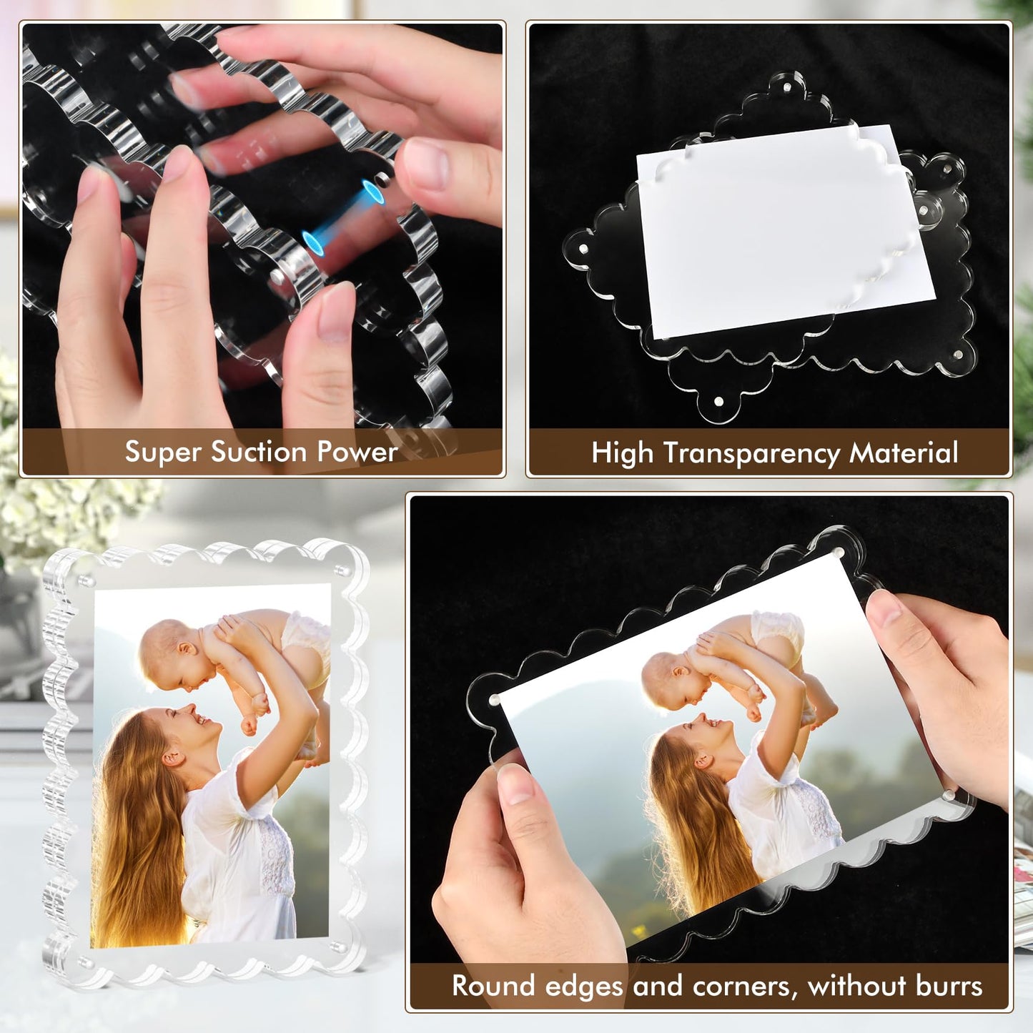 Chivalral 3 Pack 4x6 Acrylic Picture Frame, Double-Sided Tabletop Display