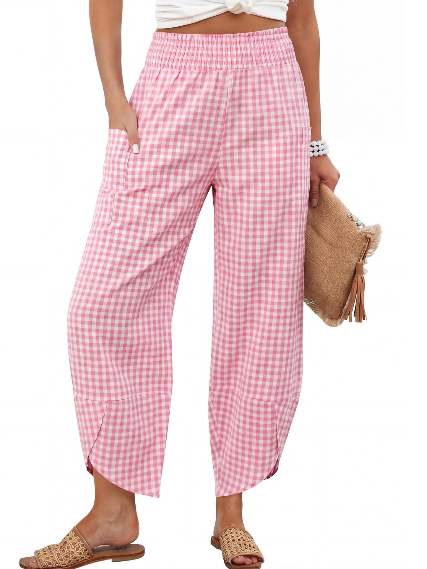 ANRABESS Womens Wide Leg Palazzo Capri Pants 2026 Summer Casual High Waisted Barrel Lounge Flowy Cropped Beach Work Trousers