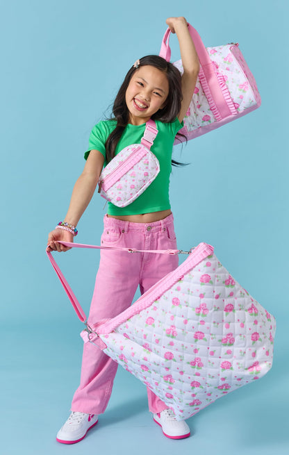 iscream 17" x 10" Duffle Bag with Double Handles, Removable, Adjustable Should Strap and Ruffle Accents - Vintage Vibes